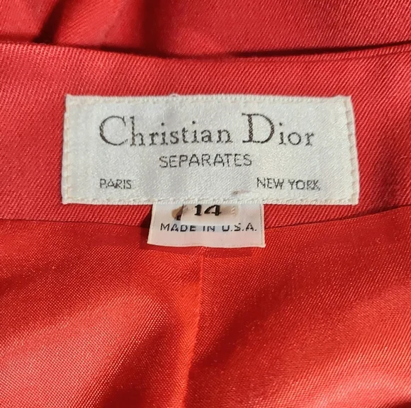 $4,700 CHRISTIAN DIOR RED ELEGANT WOOL JACKET MIDI SKIRY SUIT SIZE US 14